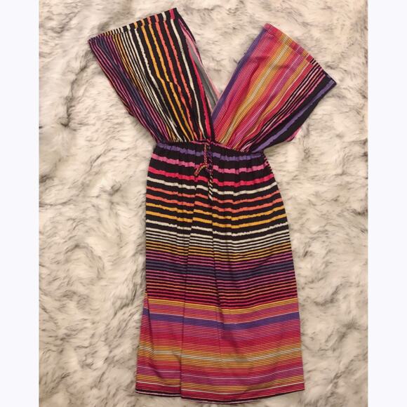Hypnotik Multicolor Colorful Striped Dopamine Plunging V-Neck Dress - Picture 3 of 8